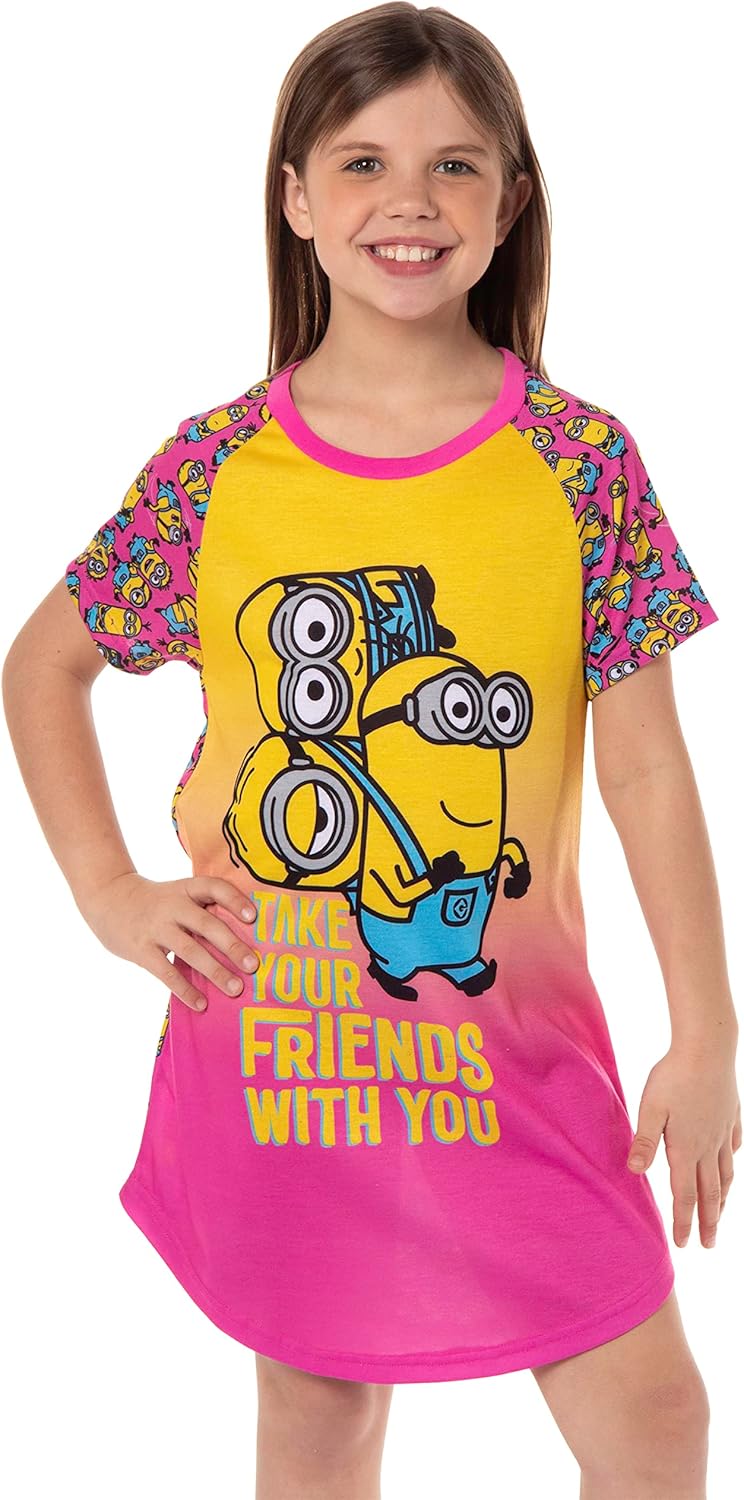 INTIMO Girls' Despicable Me Minions Take Your Friends With You Nightgown Sleep Pajama Shirt - Image 5